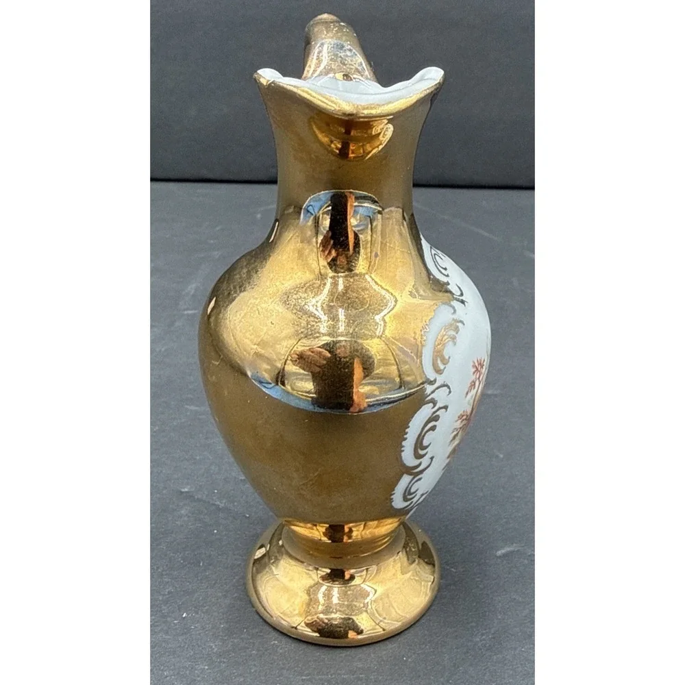 Vintage STW Bavaria Germany Miniature Ewer‎ Pitcher Courting Scene Gold